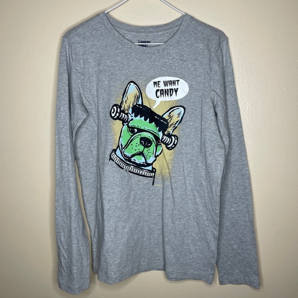 Land’s End Halloween Frankenstein dog graphic long sleeve tshirt - size XXL - Picture 1 of 7
